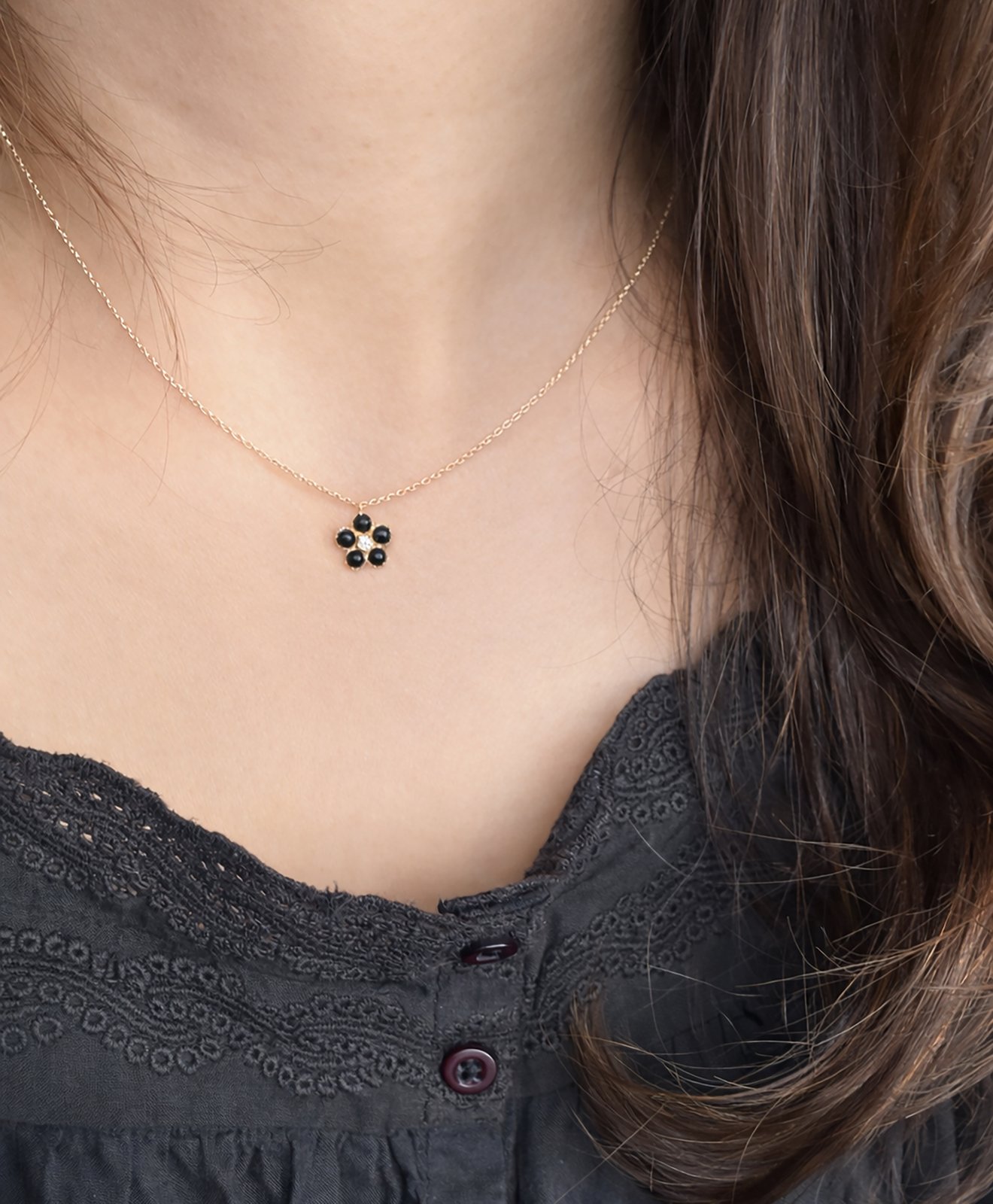 Black onyx daisy necklace | vasa new york